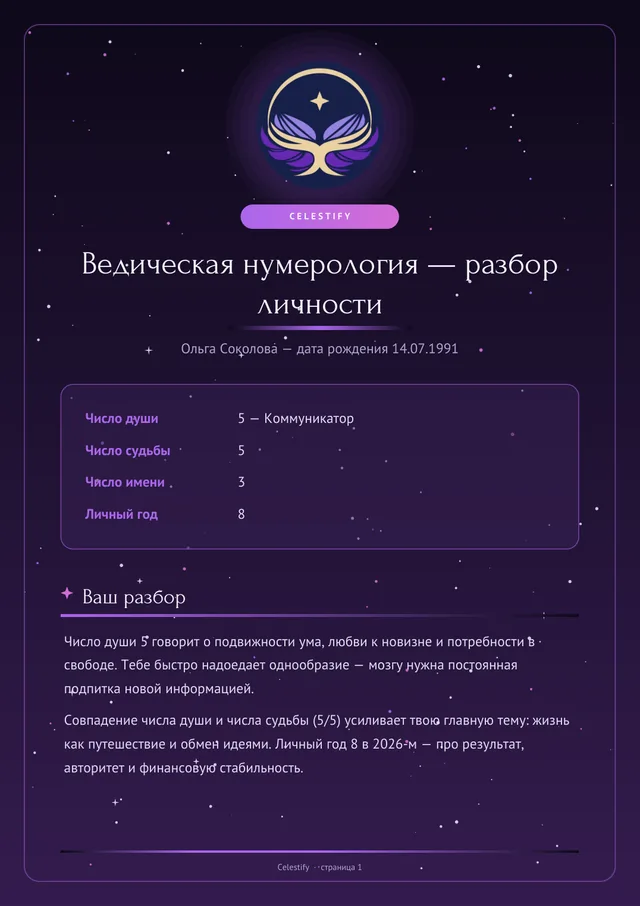 Пример: Нумерология